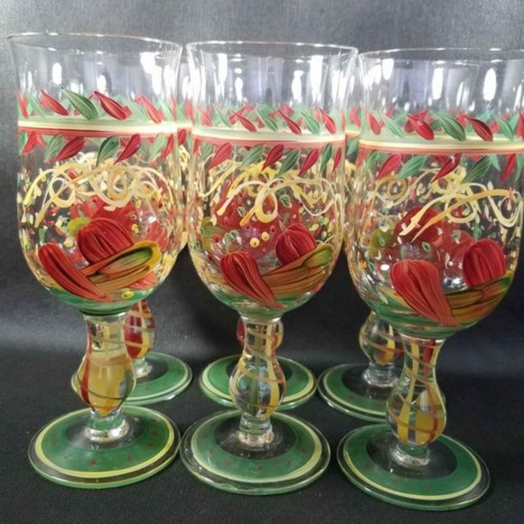 Set of 6 Hand Painted Poco Grande Piña Colada Glasses - Picture 4 of 7